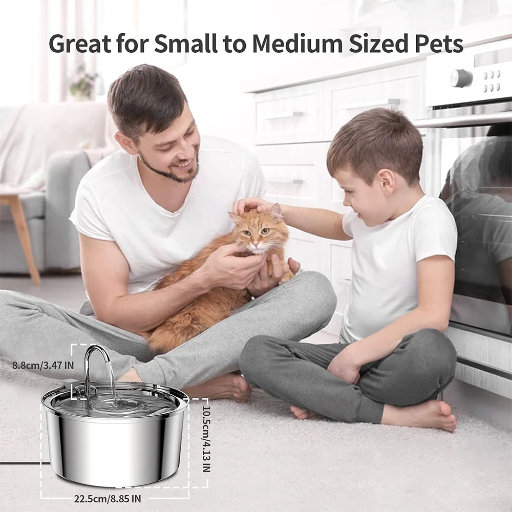 Revolutionary Stainless Steel Automatic Pet Water Fountain - Mute USB Electric Drinking Bowl for Cats and Dogs