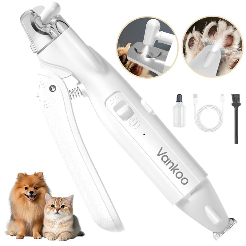 Vankoo 2-in-1 Pet Grooming Tool: LED Nail Clipper & Paw Trimmer for Safe, Easy Grooming of Dogs and Cats